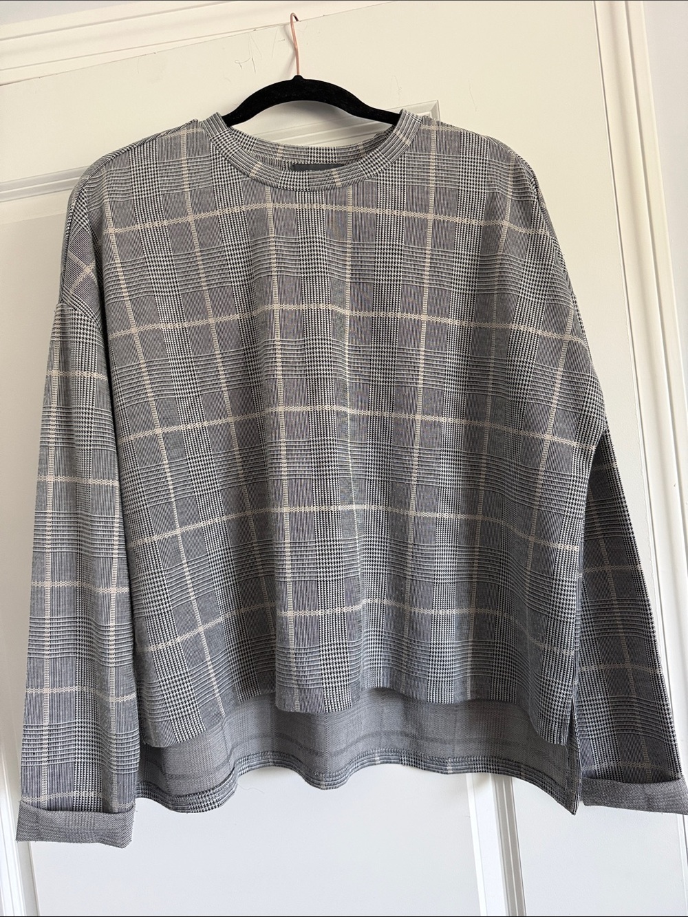Primark Gray Plaid Long Sleeve Top
